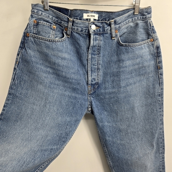 Re/ Done Jeans 70's Stove Pipe Mid Wash Raw Hem - Picture 3 of 15